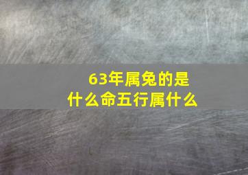 63年属兔的是什么命五行属什么