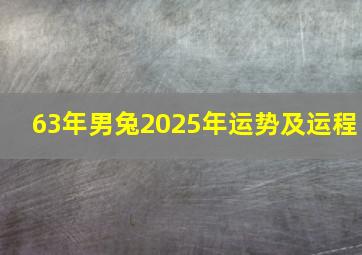 63年男兔2025年运势及运程