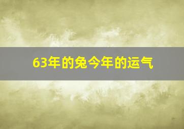 63年的兔今年的运气