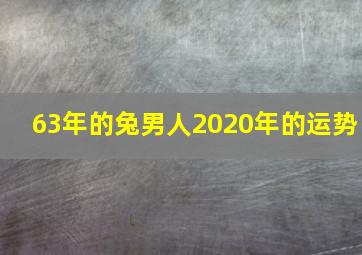 63年的兔男人2020年的运势