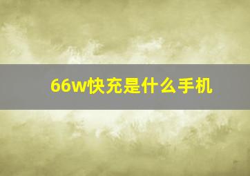 66w快充是什么手机