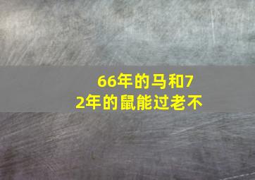 66年的马和72年的鼠能过老不