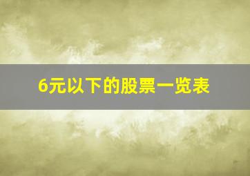 6元以下的股票一览表