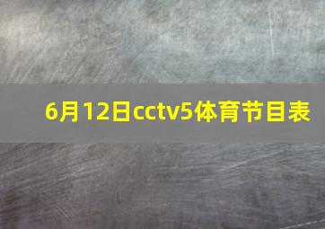 6月12日cctv5体育节目表