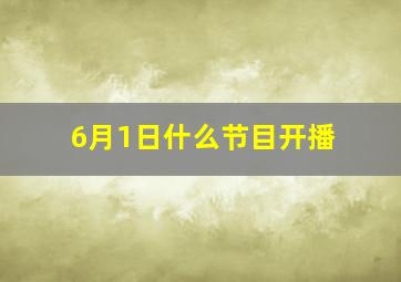 6月1日什么节目开播