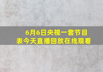 6月6日央视一套节目表今天直播回放在线观看