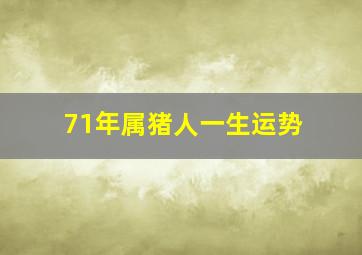 71年属猪人一生运势