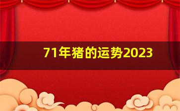 71年猪的运势2023