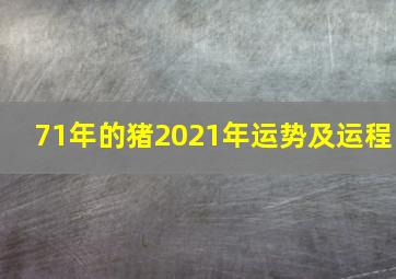 71年的猪2021年运势及运程