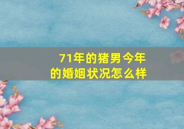 71年的猪男今年的婚姻状况怎么样