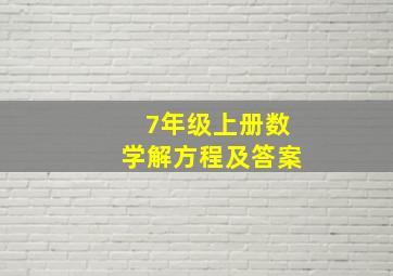 7年级上册数学解方程及答案