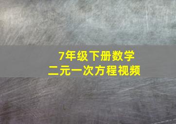 7年级下册数学二元一次方程视频