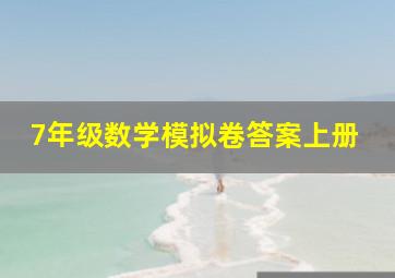 7年级数学模拟卷答案上册