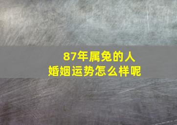 87年属兔的人婚姻运势怎么样呢