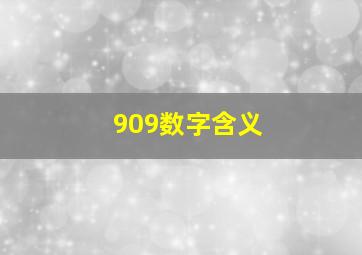 909数字含义