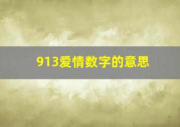 913爱情数字的意思