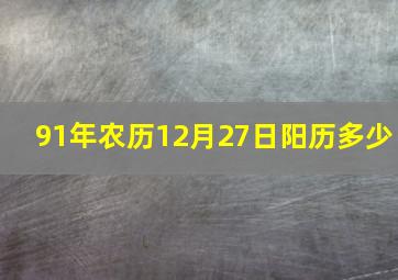 91年农历12月27日阳历多少