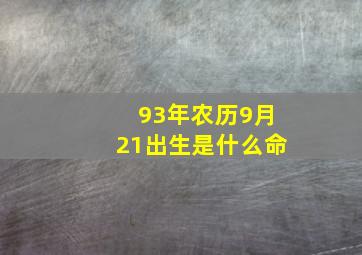 93年农历9月21出生是什么命