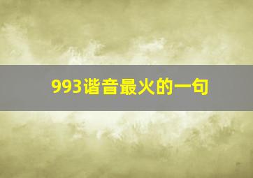 993谐音最火的一句