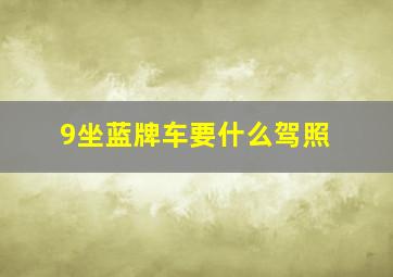 9坐蓝牌车要什么驾照