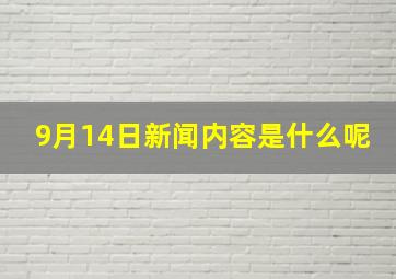 9月14日新闻内容是什么呢