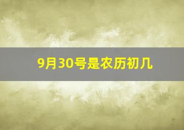 9月30号是农历初几