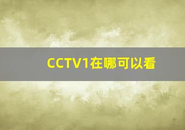 CCTV1在哪可以看