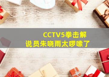 CCTV5拳击解说员朱哓雨太啰嗦了