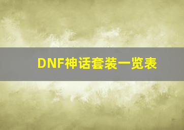 DNF神话套装一览表