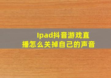 Ipad抖音游戏直播怎么关掉自己的声音