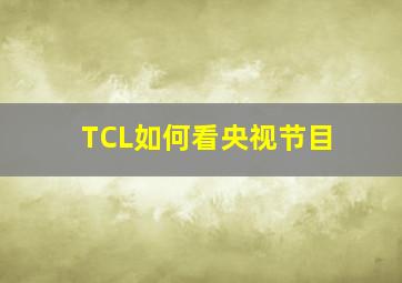 TCL如何看央视节目