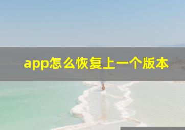 app怎么恢复上一个版本