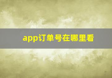 app订单号在哪里看