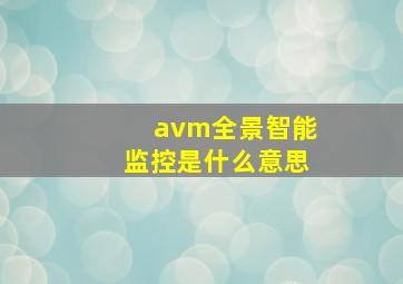 avm全景智能监控是什么意思