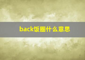 back饭圈什么意思