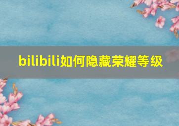 bilibili如何隐藏荣耀等级