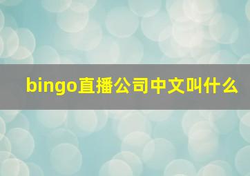 bingo直播公司中文叫什么