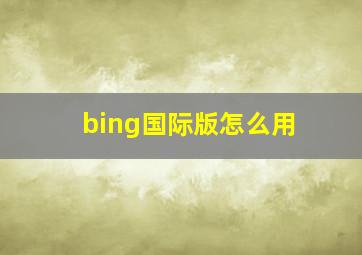 bing国际版怎么用