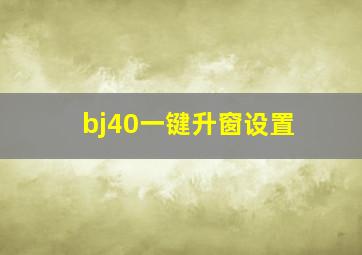 bj40一键升窗设置