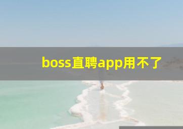 boss直聘app用不了