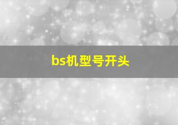 bs机型号开头