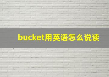 bucket用英语怎么说读