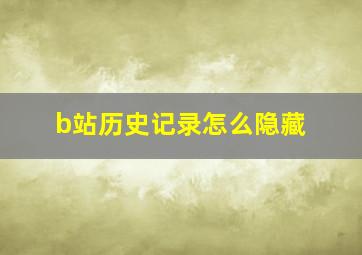 b站历史记录怎么隐藏