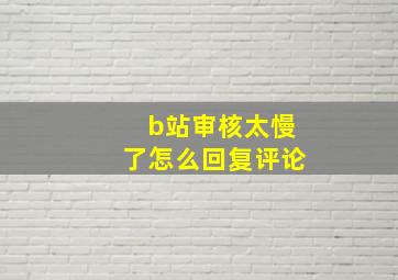 b站审核太慢了怎么回复评论