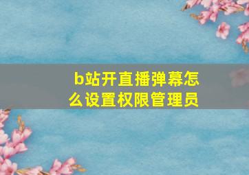 b站开直播弹幕怎么设置权限管理员