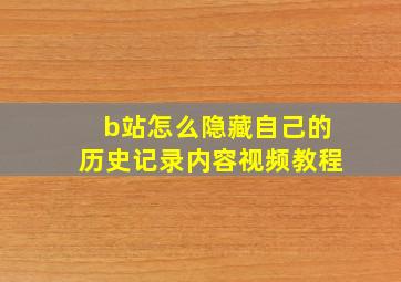 b站怎么隐藏自己的历史记录内容视频教程