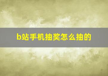 b站手机抽奖怎么抽的