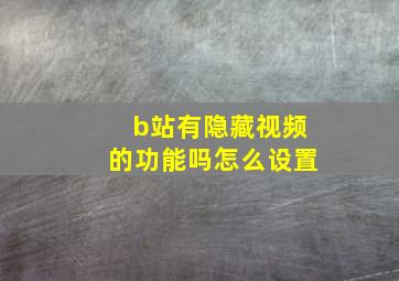 b站有隐藏视频的功能吗怎么设置