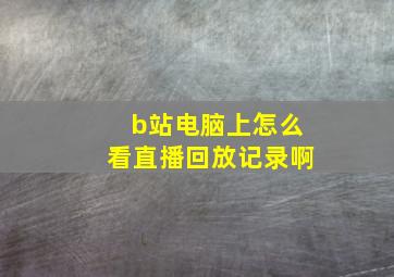 b站电脑上怎么看直播回放记录啊