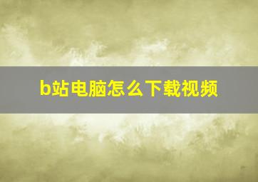 b站电脑怎么下载视频